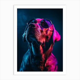 Beautiful Dog Under Neon Lights 5 Art Print