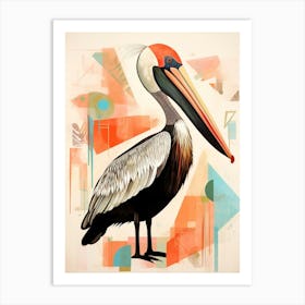 Bird Painting Collage Brown Pelican 4 Art Print