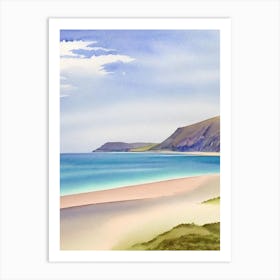 Rhossili Bay 3, Gower Peninsula, Wales Watercolour Art Print