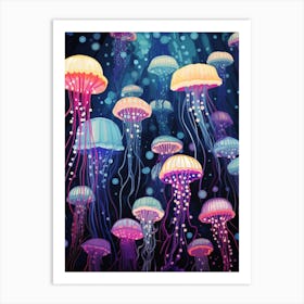 Rainbow Jellyfish Illustrations 4 Art Print