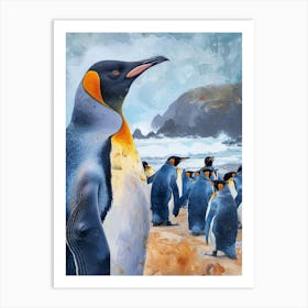 King Penguin Oamaru Blue Penguin Colony Colour Block Painting 1 Art Print