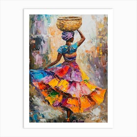 African Woman With Basket 4 Art Print