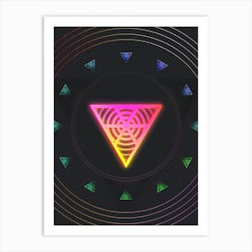 Neon Geometric Glyph in Pink and Yellow Circle Array on Black n.0334 Art Print