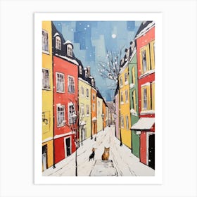 Cat In The Streets Of Munich   Germany With Snow 2 Art Print