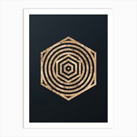 Abstract Geometric Gold Glyph on Dark Teal n.0442 Art Print
