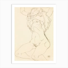Woman Undressing; Semi Nude with Arms Raised (1914), Egon Schiele Art Print