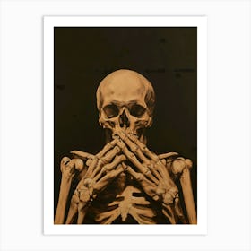 Skeleton With Hands Up Art Print