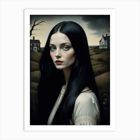 Woman With Long Black Hair Art Print