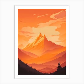 Misty Mountains Vertical Composition In Orange Tone 104 Art Print