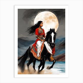 Indian Woman On Horseback Art Print