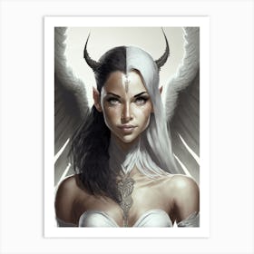 Horned Two-Sided Female Elf Angel Art Print