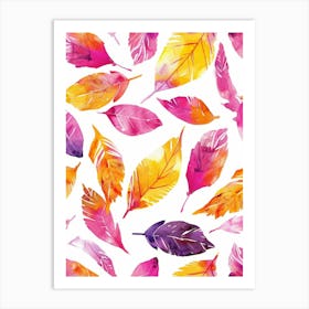 Watercolor Feathers Seamless Pattern 1 Art Print