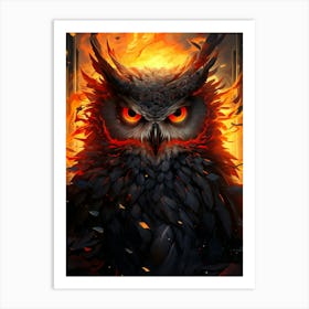 Owl Of Fire Art Print