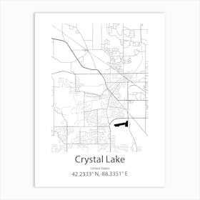 Crystal Lake, United States Minimalist Map Art Print