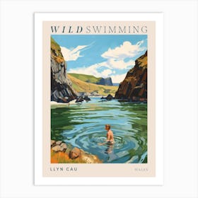 Wild Swimming At Llyn Cau Wales 2 Poster Art Print