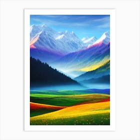 Colorful Mountain Landscape Art Print