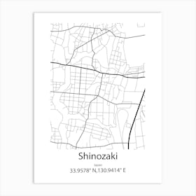 Shinozaki,Japan Minimalist Map Art Print