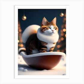 Christmas Cat Art Print