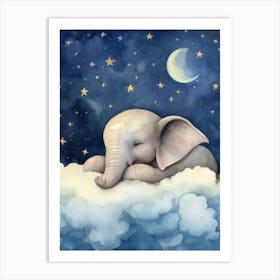 Baby Elephant 4 Sleeping In The Clouds Art Print