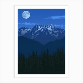 Moonlight Over Mountains 4 Art Print