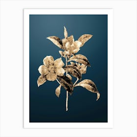 Gold Botanical Golden Guinea Vine on Dusk Blue n.4431 Art Print