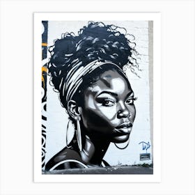 Graffiti Mural Of Beautiful Black Woman 37 Art Print