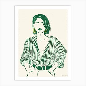 Woman In Green 2 Art Print
