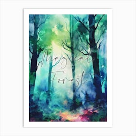 Magical Forest Watercolor Painting Art Print