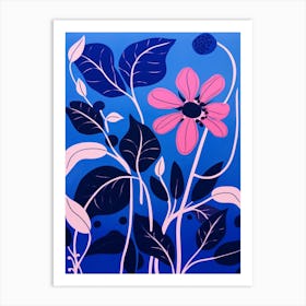 Blue Flower Illustration Fuchsia 2 Art Print