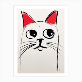 Cat With Red Ears Art Print