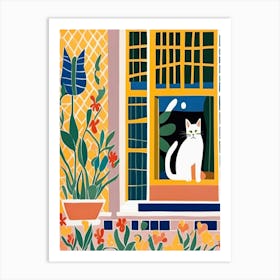 Cat In The Window Style Henri Matisse 2 Art Print