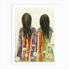 Two Women In A Field 1 Art Print