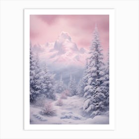 Dreamy Winter Painting Grand Teton National Park United States 3 Art Print