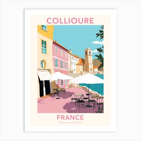 Collioure, France, Flat Pastels Tones Illustration 1 Poster Art Print