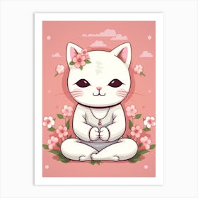 Kawaii Cat Drawings Yoga 1 Art Print