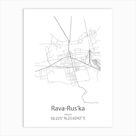 Rava Rus Ka,Ukraine Minimalist Map Art Print