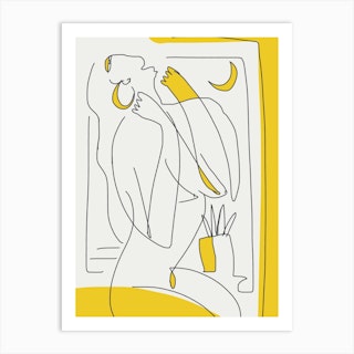 Line Art Moonlight Shower Art Print