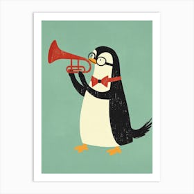 Penguin Playing Trumpet Art Print