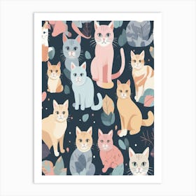 Seamless Pattern With Cats Art Print