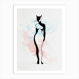 Cat Woman Art Print