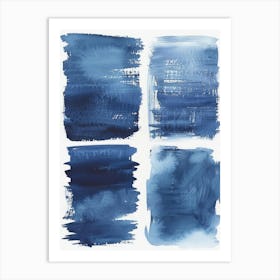 Blue Watercolor Brush Strokes 1 Art Print