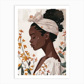 Black Girl In Flowers Art Print