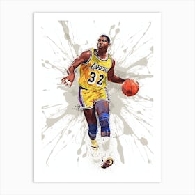 Magic Johnson La Lakers Art Print