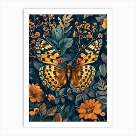 Butterfly In The Garden Inspired By William Morris 4 Art Print