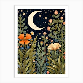 William Morris Moon And Flowers 8 Art Print