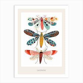 Colourful Insect Illustration Lacewing 3 Poster Art Print