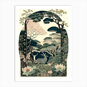 Nara Park, Japan Vintage Botanical Art Print