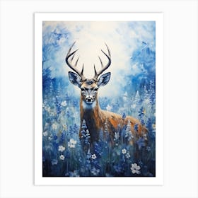 Deer In Bluebonnets Art Print