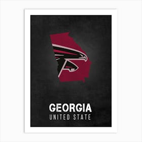 Atlanta Falcons Georgia State Map Art Print