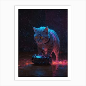 Cat On A Hoverboard Art Print